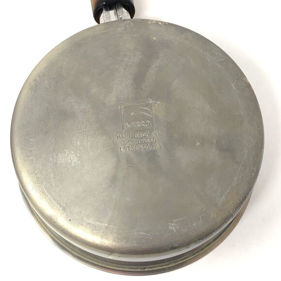 Mirro 2 Qt & 1 Qt Sauce Pan Vintage USA Non-Stick Aluminum Wooden Handle w/ Lids - Picture 9 of 16